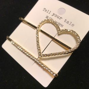 Rhinestone Heart Bobby Pins